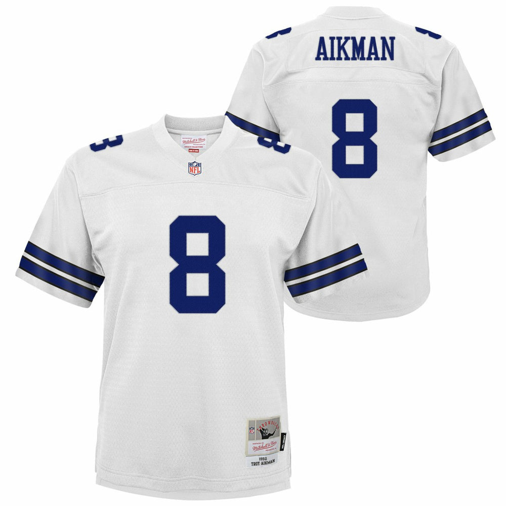Troy Aikman Dallas Cowboys Youth 1992 Legacy Jersey White | Mitchell & Ness