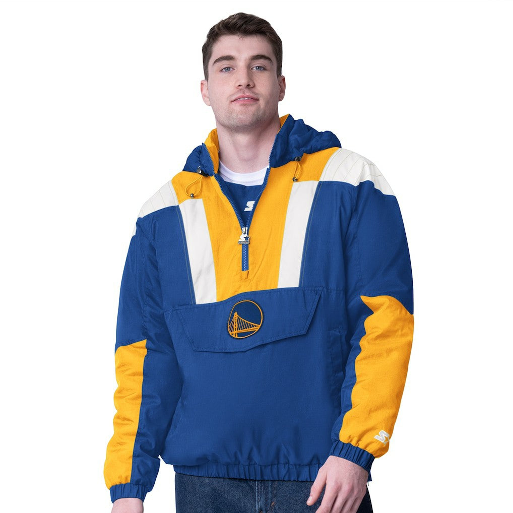 Golden State Warriors Starter Charger Half-Zip Pullover Jacket- Royal/Gold - NBA