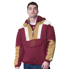 Cleveland Cavaliers Starter Charger Half-Zip Pullover Jacket- Wine/Gold - NBA