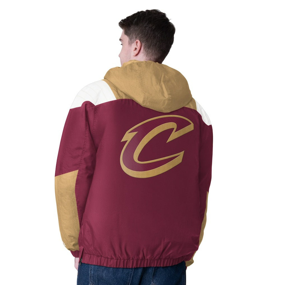Cleveland Cavaliers Starter Charger Half-Zip Pullover Jacket- Wine/Gold - NBA