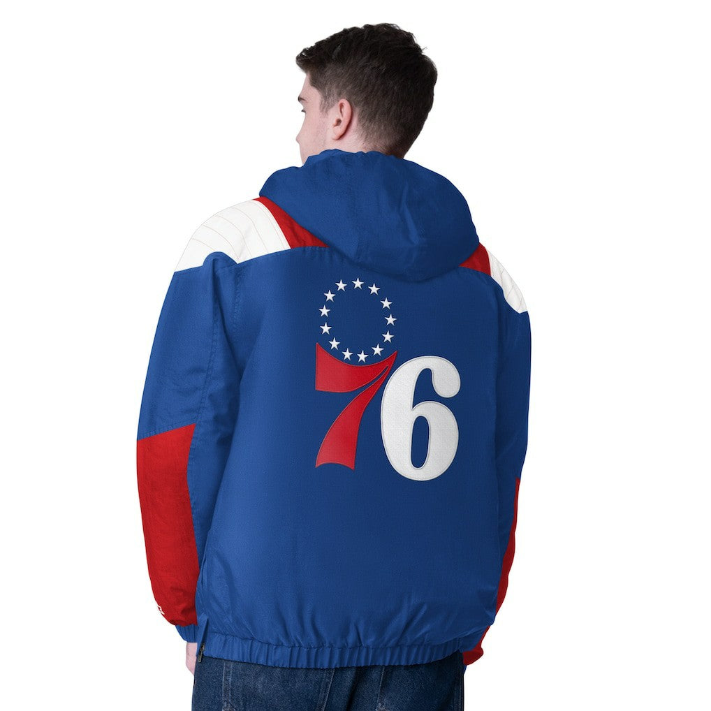 Philadelphia 76ers Starter Charger Half-Zip Pullover Jacket- Royal/Red - NBA