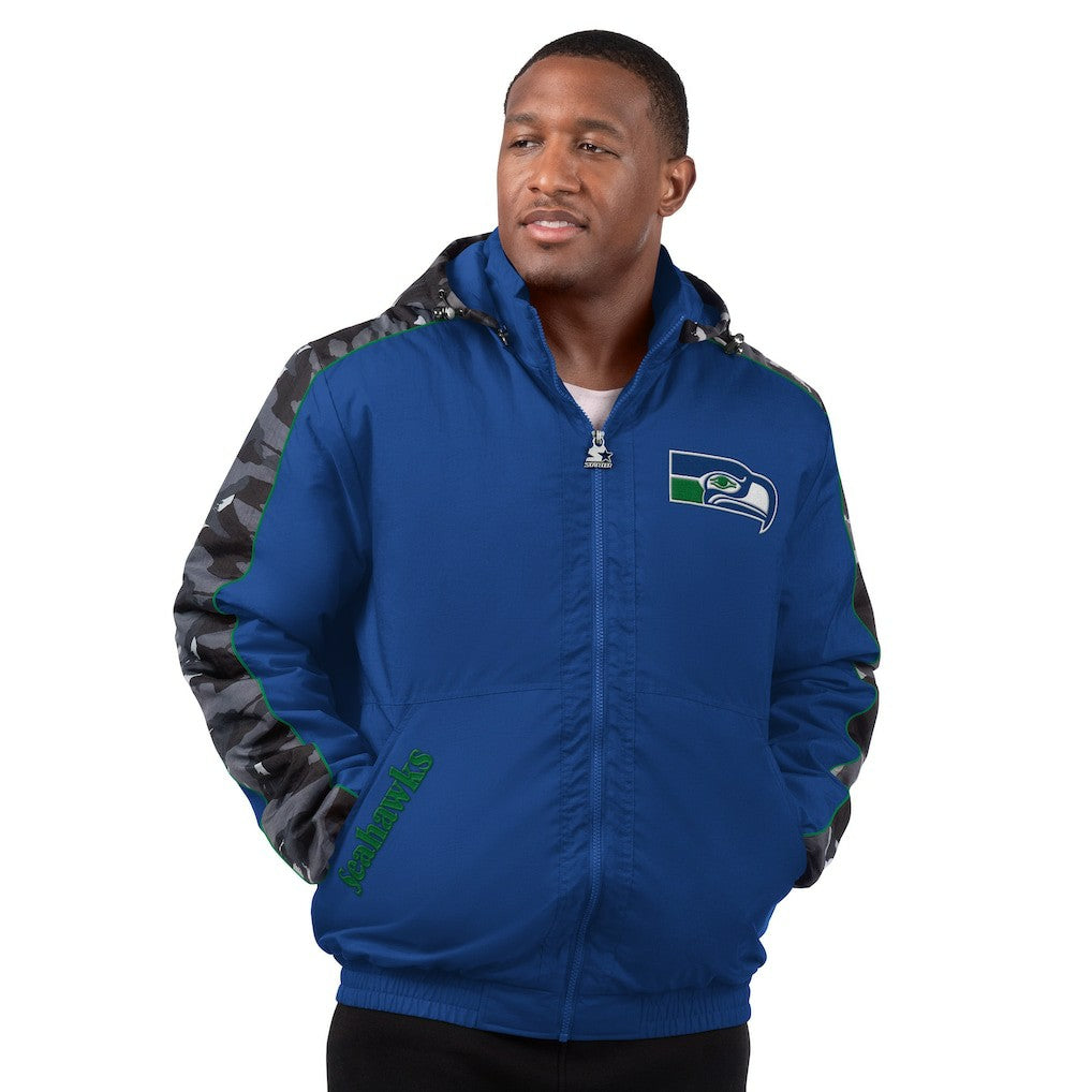 Seattle Seahawks Starter Thursday Night Gridiron Full-Zip Hoodie Jacket Royal | NFL