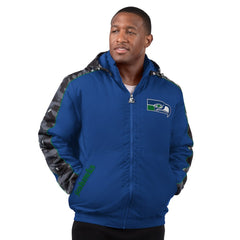 Seattle Seahawks Starter Thursday Night Gridiron Full-Zip Hoodie Jacket Royal | NFL
