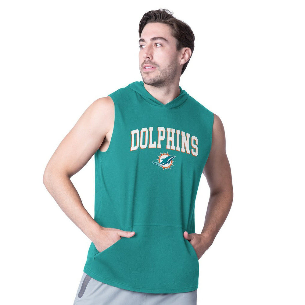 Miami Dolphins MSX by Michael Strahan Action Sleeveless Pullover Hoodie Aqua | NFL