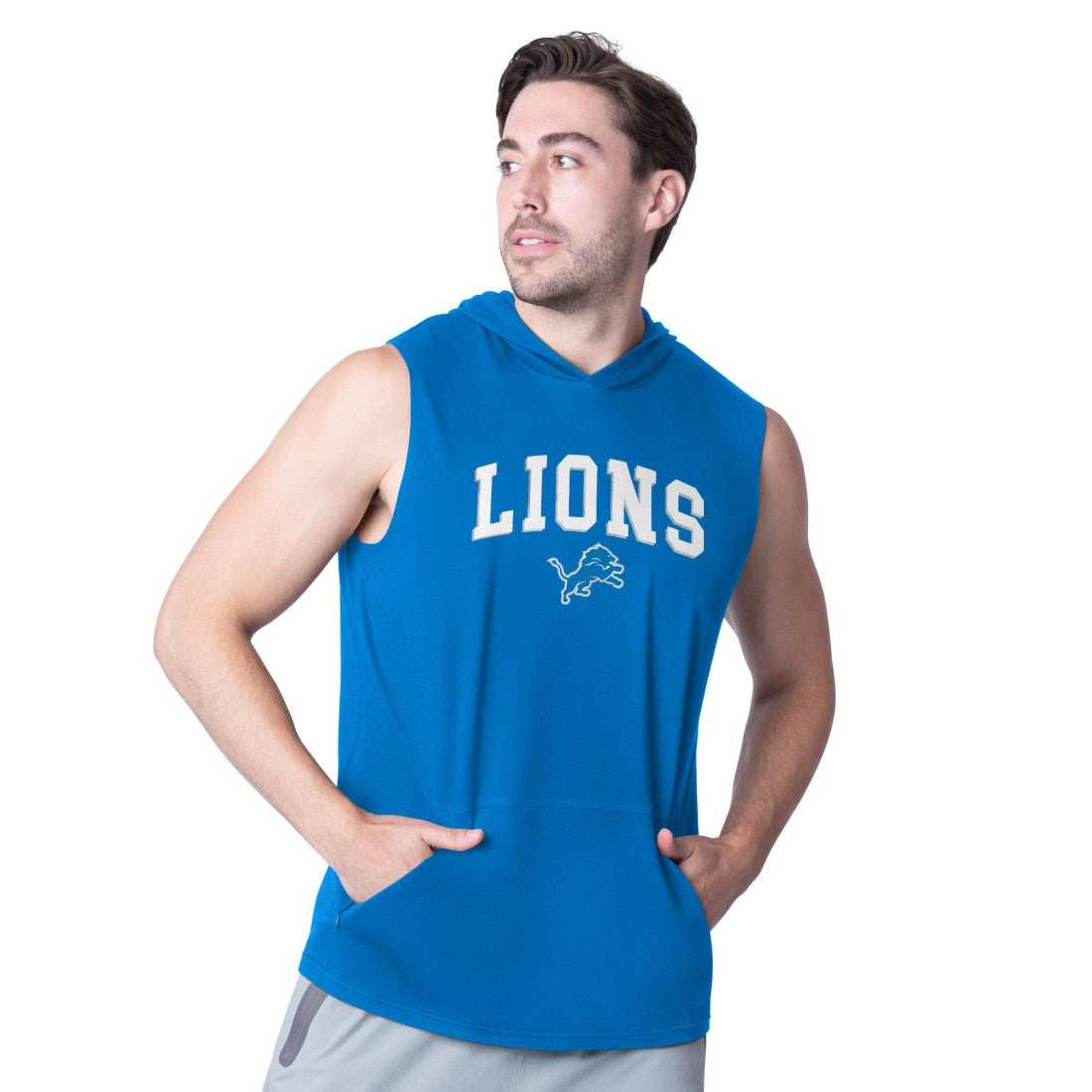Detroit Lions MSX by Michael Strahan Action Sleeveless Pullover Hoodie Royal | NFL