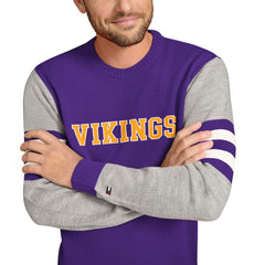 Minnesota Vikings Tommy Hilfiger Acrylic Crewneck Pullover Sweater Purple/Heather Gray | NFL