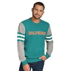 Miami Dolphins Tommy Hilfiger Acrylic Crewneck Pullover Sweater Aqua/Heather Gray | NFL