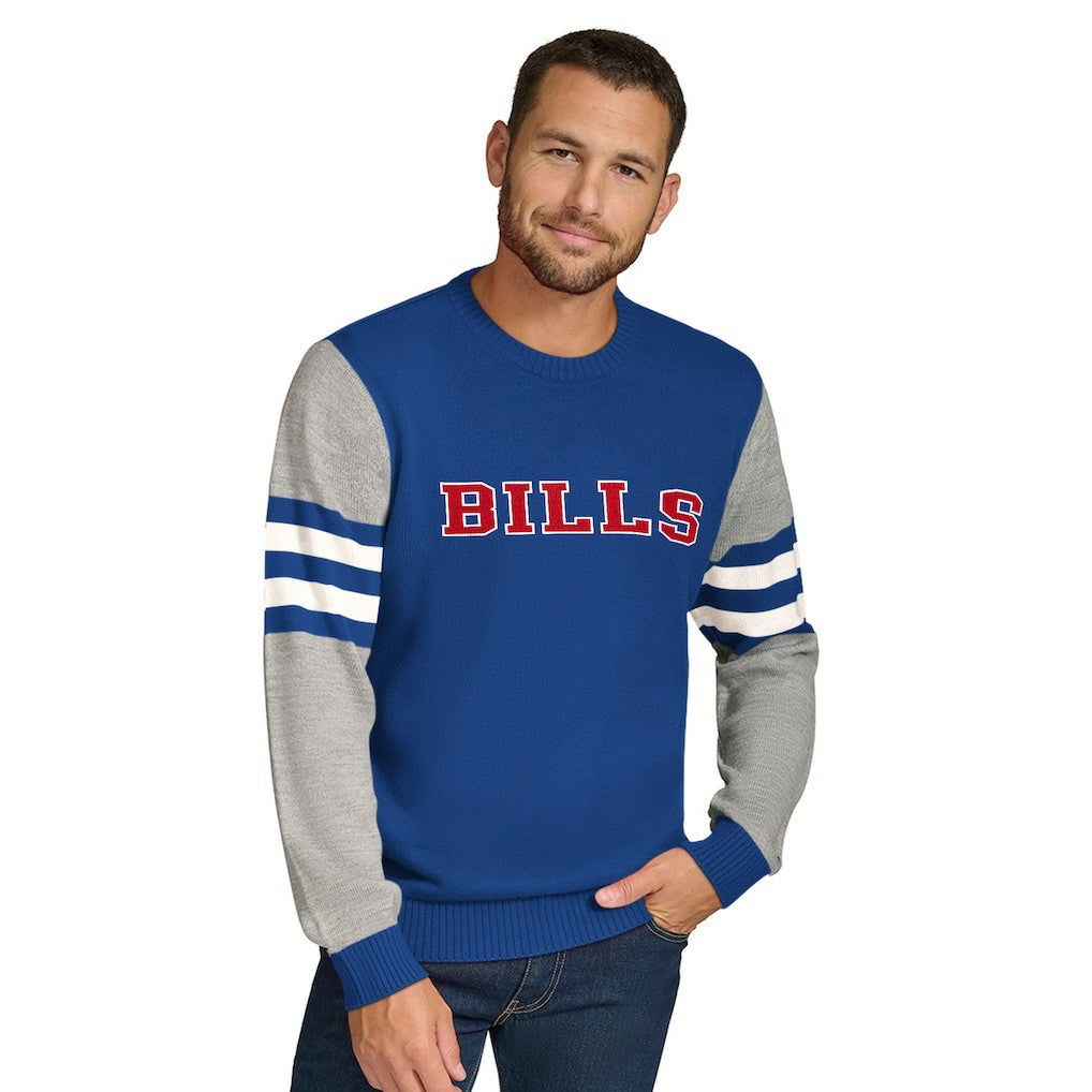 Buffalo Bills Tommy Hilfiger Acrylic Crewneck Pullover Sweater Royal/Heather Gray | NFL