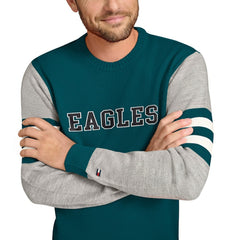 Philadelphia Eagles Tommy Hilfiger Acrylic Crewneck Pullover Sweater Green/Heather Gray | NFL