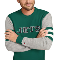 New York Jets Tommy Hilfiger Acrylic Crewneck Pullover Sweater Green/Heather Gray | NFL