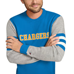 Los Angeles Chargers Tommy Hilfiger Acrylic Crewneck Pullover Sweater Powder Blue/Heather Gray | NFL