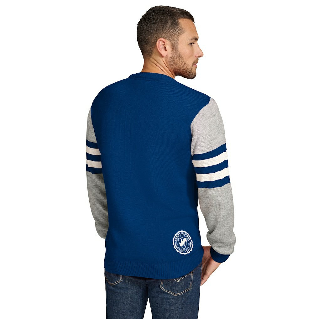 Indianapolis Colts Tommy Hilfiger Acrylic Crewneck Pullover Sweater Royal/Heather Gray | NFL