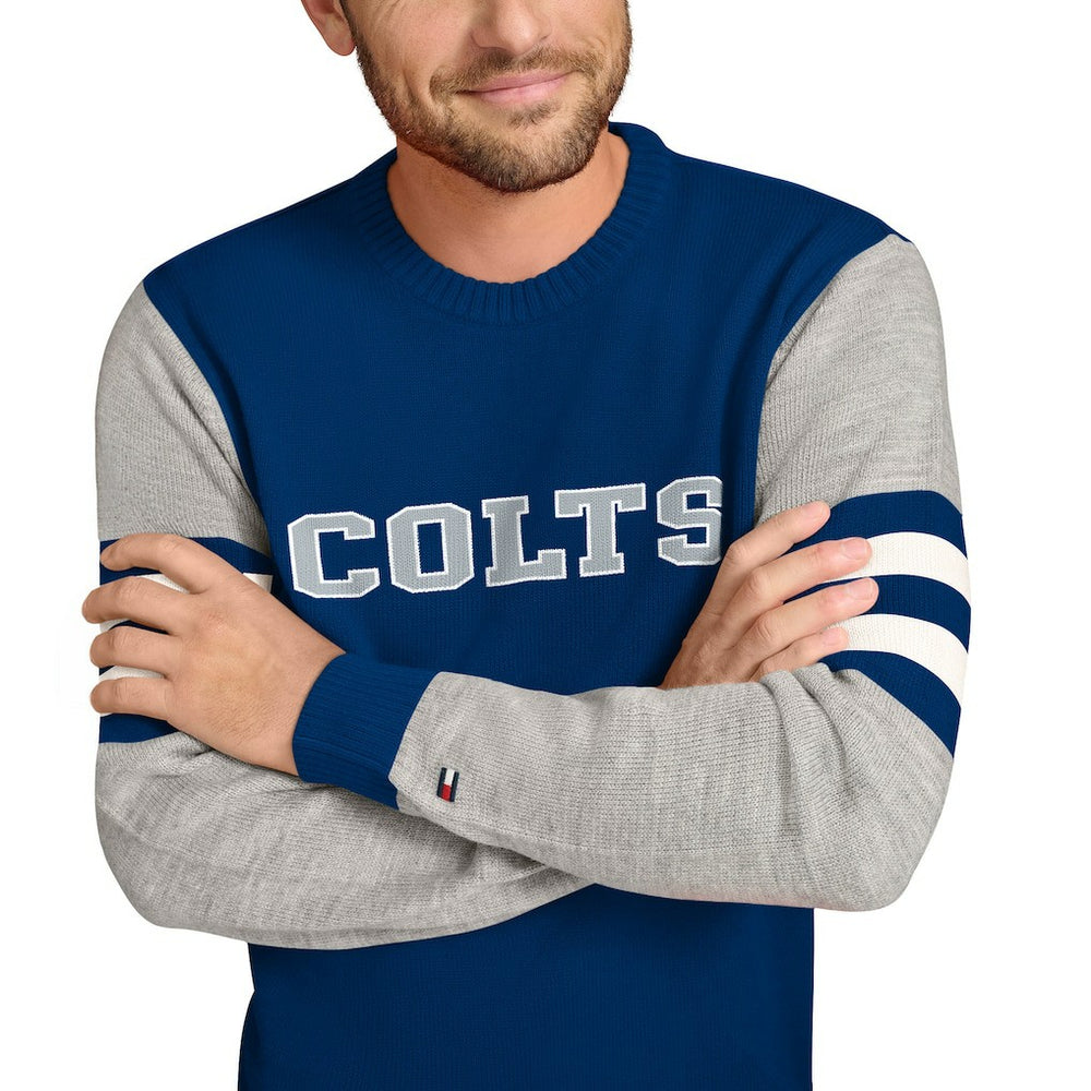 Indianapolis Colts Tommy Hilfiger Acrylic Crewneck Pullover Sweater Royal/Heather Gray | NFL