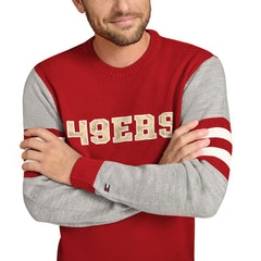 San Francisco 49ers Tommy Hilfiger Acrylic Crewneck Pullover Sweater Scarlet/Heather Gray | NFL