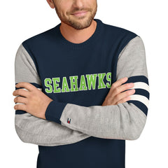 Seattle Seahawks Tommy Hilfiger Acrylic Crewneck Pullover Sweater College Navy/Heather Gray | NFL