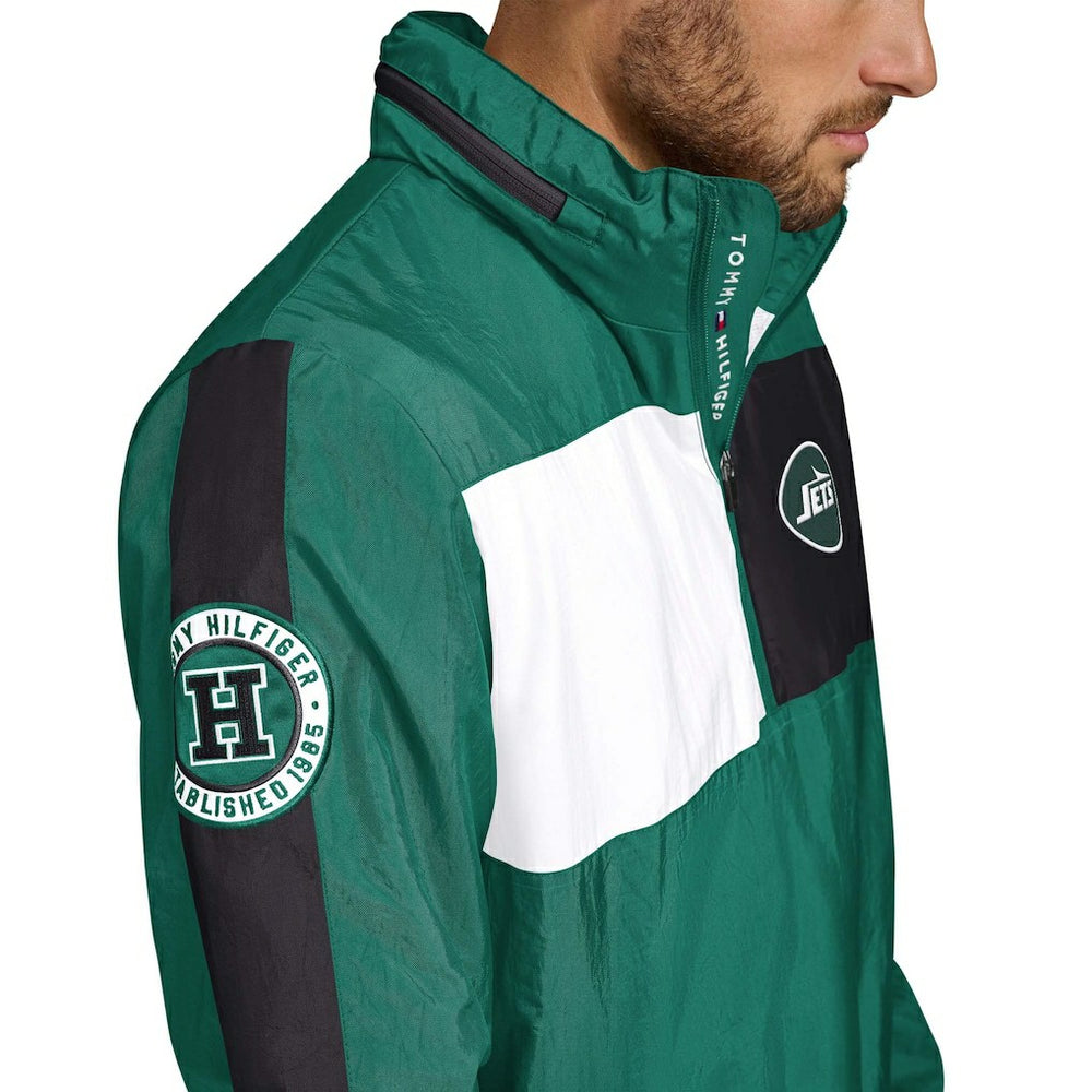 New York Jets Tommy Hilfiger Gael Lightweight Half-Zip Hoodie Jacket Green | NFL