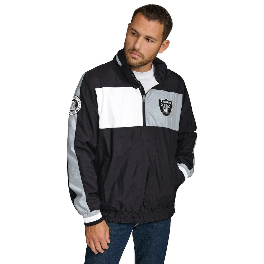 Las Vegas Raiders Tommy Hilfiger Gael Lightweight Half-Zip Hoodie Jacket Black | NFL