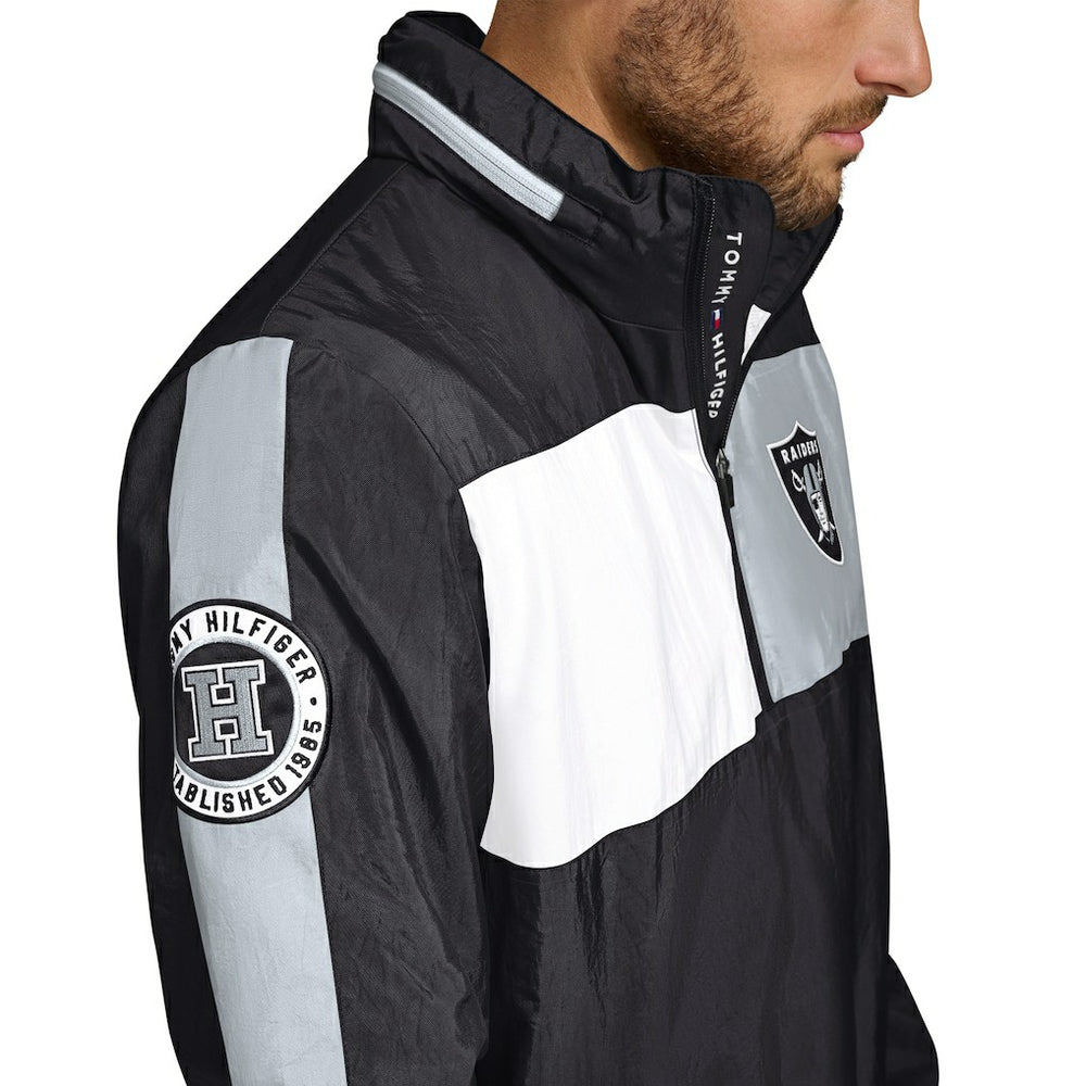 Las Vegas Raiders Tommy Hilfiger Gael Lightweight Half-Zip Hoodie Jacket Black | NFL