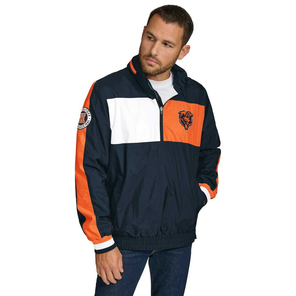 Chicago Bears Tommy Hilfiger Gael Lightweight Half-Zip Pullover Hoodie Jacket Navy | NFL