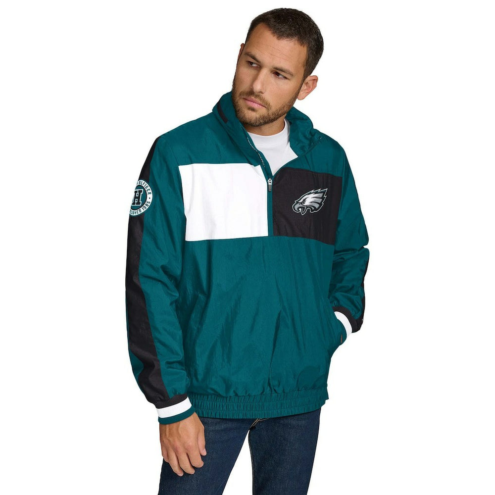 Philadelphia Eagles Tommy Hilfiger Gael Lightweight Half-Zip Hoodie Jacket Green | NFL