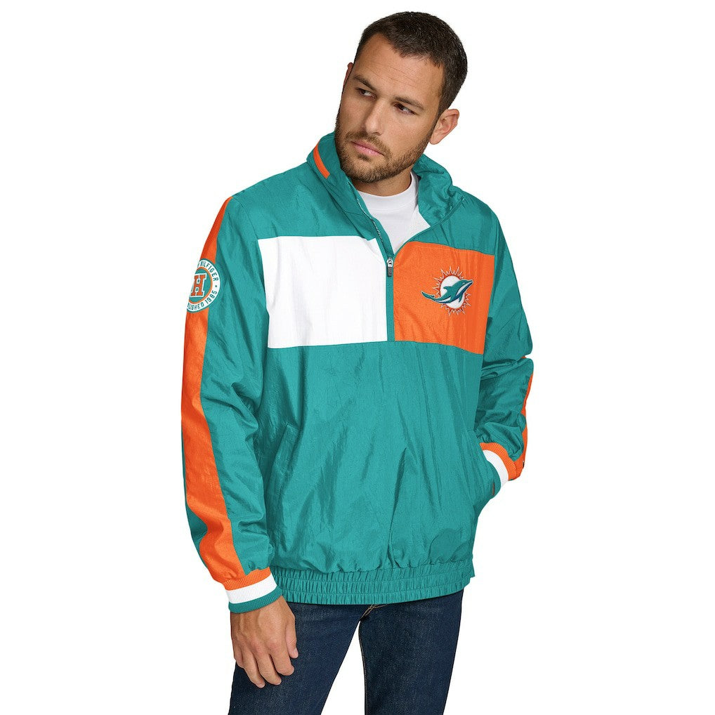 Miami Dolphins Tommy Hilfiger Gael Lightweight Half-Zip Hoodie Jacket Aqua | NFL