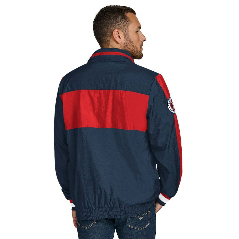 New England Patriots Tommy Hilfiger Gael Lightweight Half-Zip Hoodie Jacket Navy | NFL