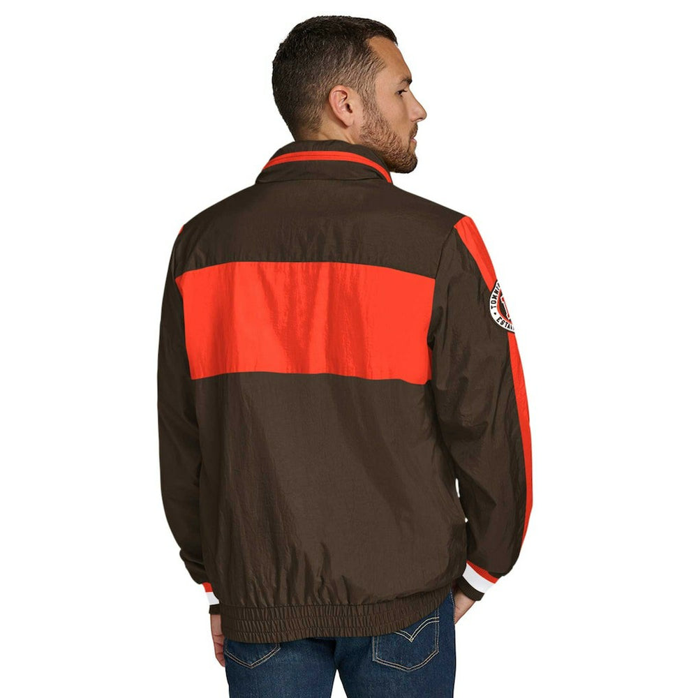 Cleveland Browns Tommy Hilfiger Gael Lightweight Half-Zip Pullover Hoodie Jacket Brown | NFL