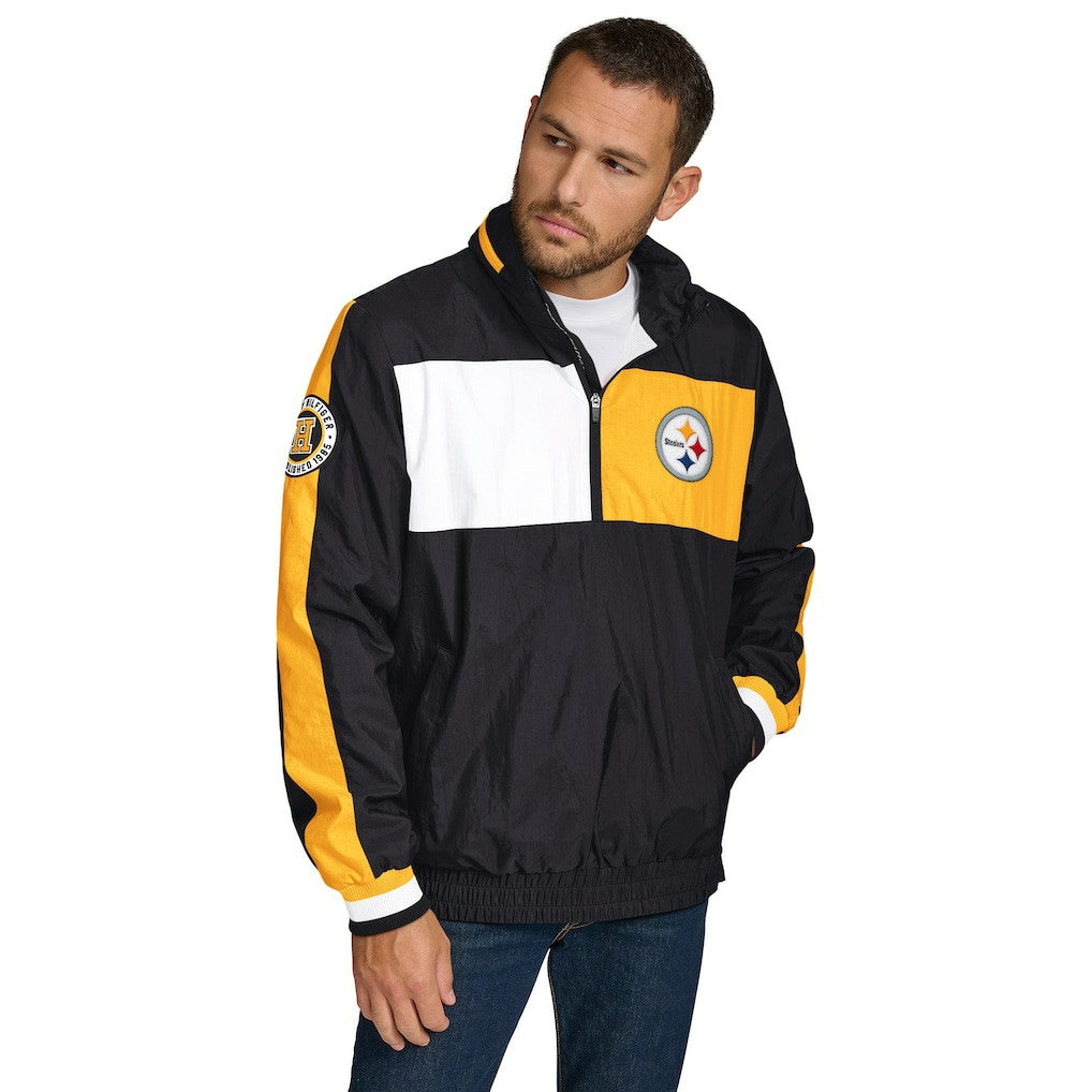 Pittsburgh Steelers Tommy Hilfiger Gael Lightweight Half-Zip Hoodie Jacket Black | NFL