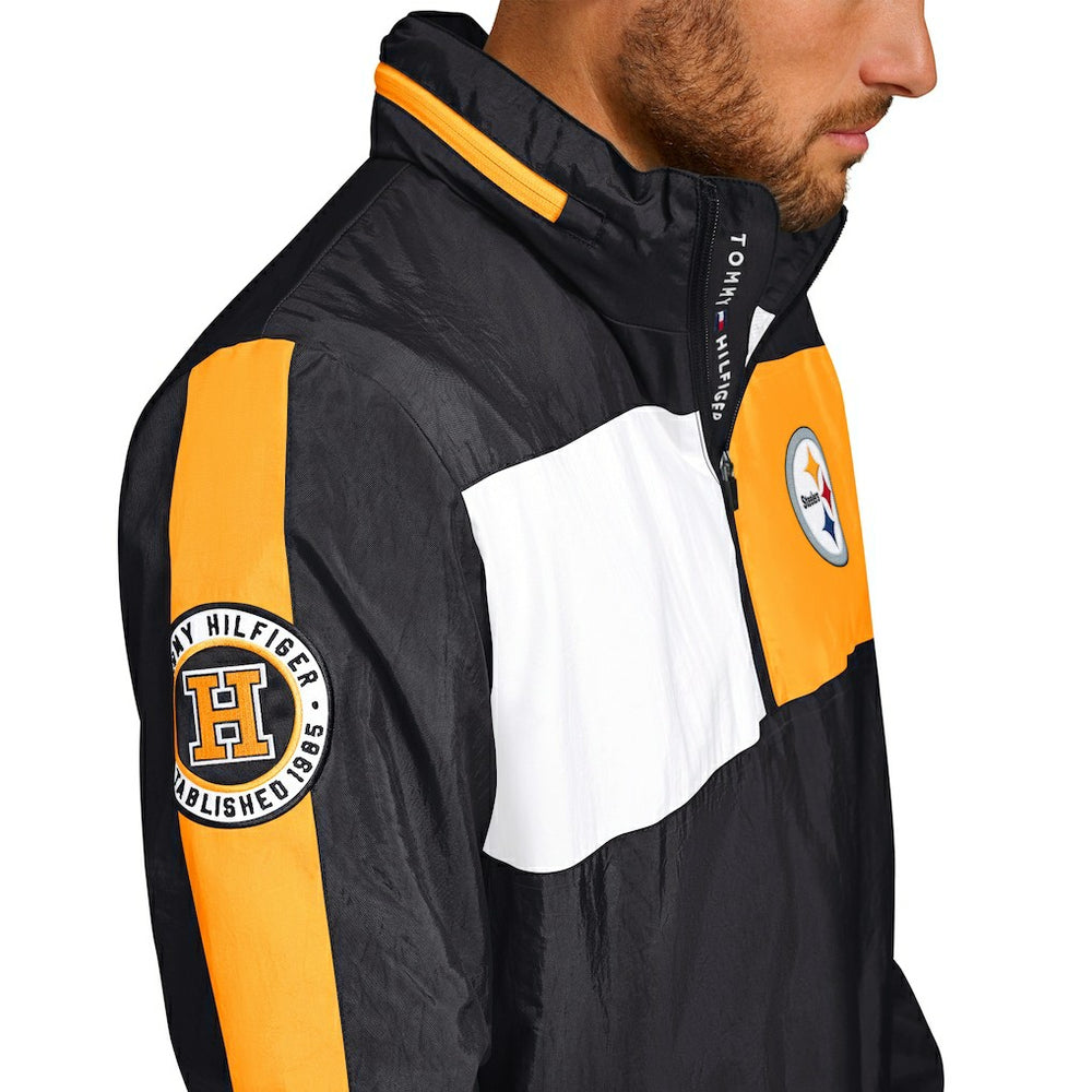Pittsburgh Steelers Tommy Hilfiger Gael Lightweight Half-Zip Hoodie Jacket Black | NFL