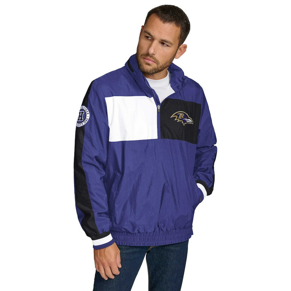Baltimore Ravens Tommy Hilfiger Gael Lightweight Half-Zip Pullover Hoodie Jacket Purple | NFL