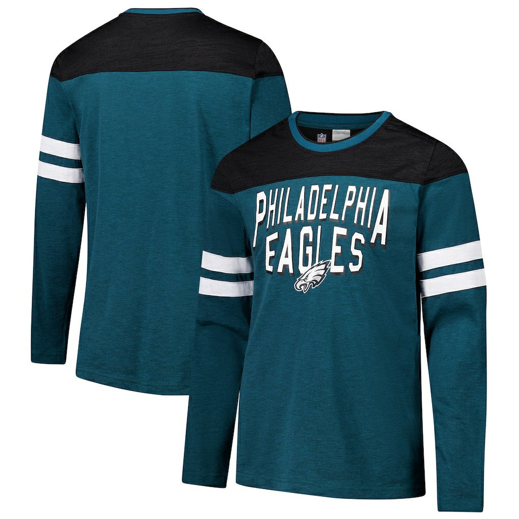 Philadelphia Eagles G-III Sports by Carl Banks Adaptive Hail Mary Long Sleeve T-Shirt Midnight Green/Black | NFL