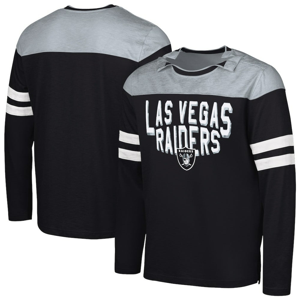 Las Vegas Raiders G-III Sports by Carl Banks Adaptive Hail Mary Long Sleeve T-Shirt Black/Silver | NFL