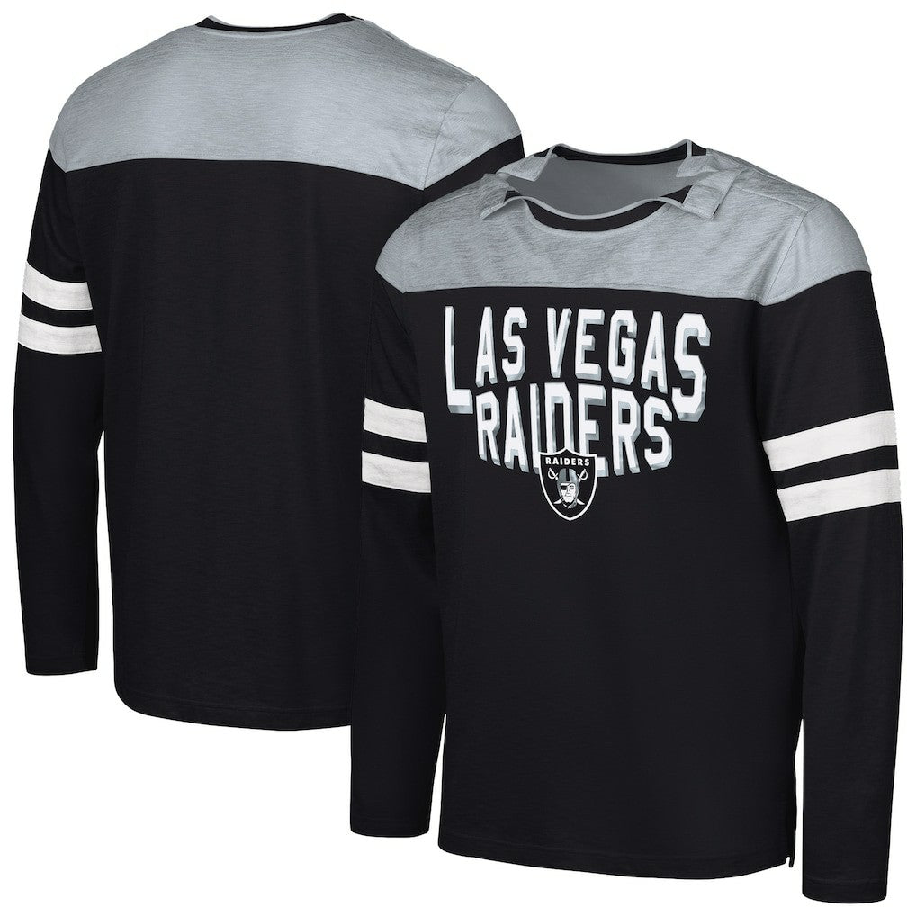 Las Vegas Raiders G-III Sports by Carl Banks Adaptive Hail Mary Long Sleeve T-Shirt Black/Silver | NFL