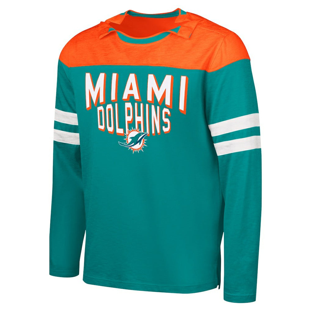 Miami Dolphins G-III Sports by Carl Banks Adaptive Hail Mary Long Sleeve T-Shirt Aqua/Orange | NFL