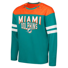 Miami Dolphins G-III Sports by Carl Banks Adaptive Hail Mary Long Sleeve T-Shirt Aqua/Orange | NFL