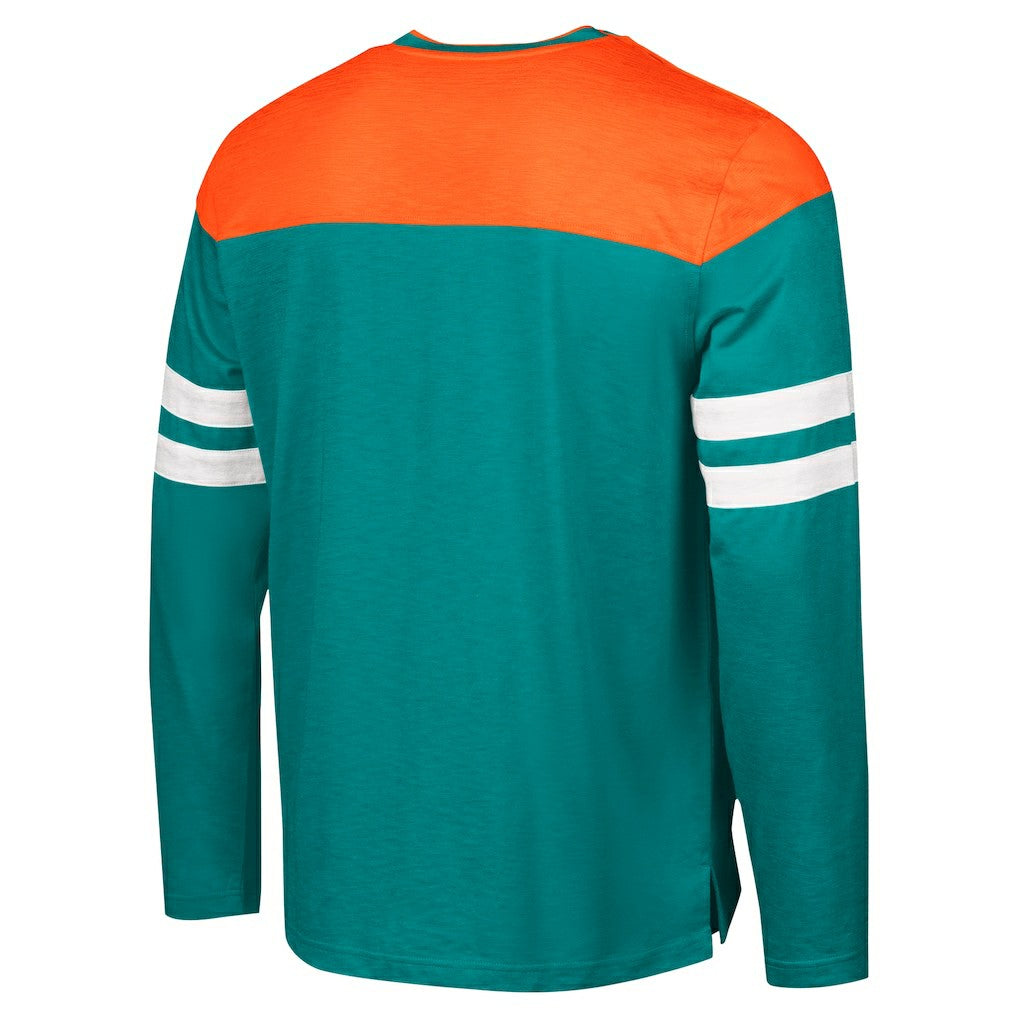 Miami Dolphins G-III Sports by Carl Banks Adaptive Hail Mary Long Sleeve T-Shirt Aqua/Orange | NFL