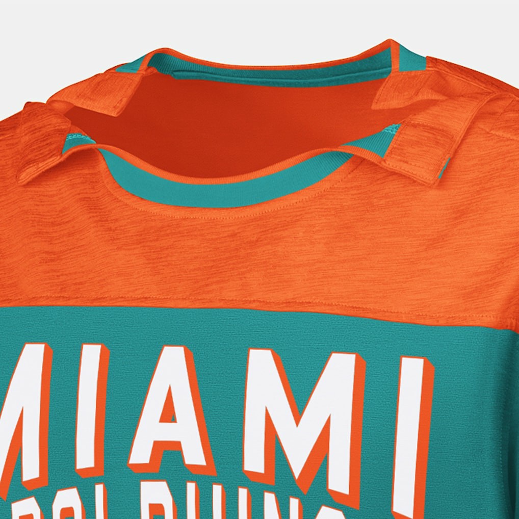 Miami Dolphins G-III Sports by Carl Banks Adaptive Hail Mary Long Sleeve T-Shirt Aqua/Orange | NFL