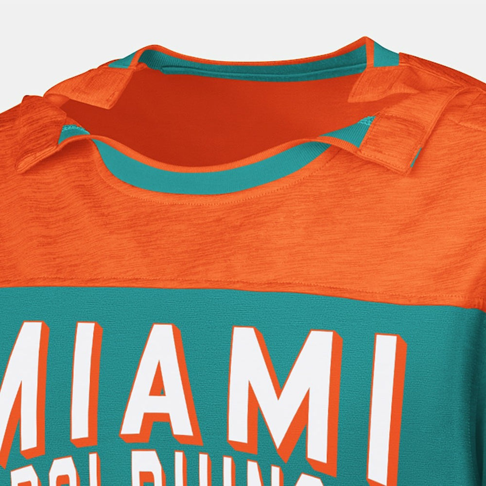 Miami Dolphins G-III Sports by Carl Banks Adaptive Hail Mary Long Sleeve T-Shirt Aqua/Orange | NFL