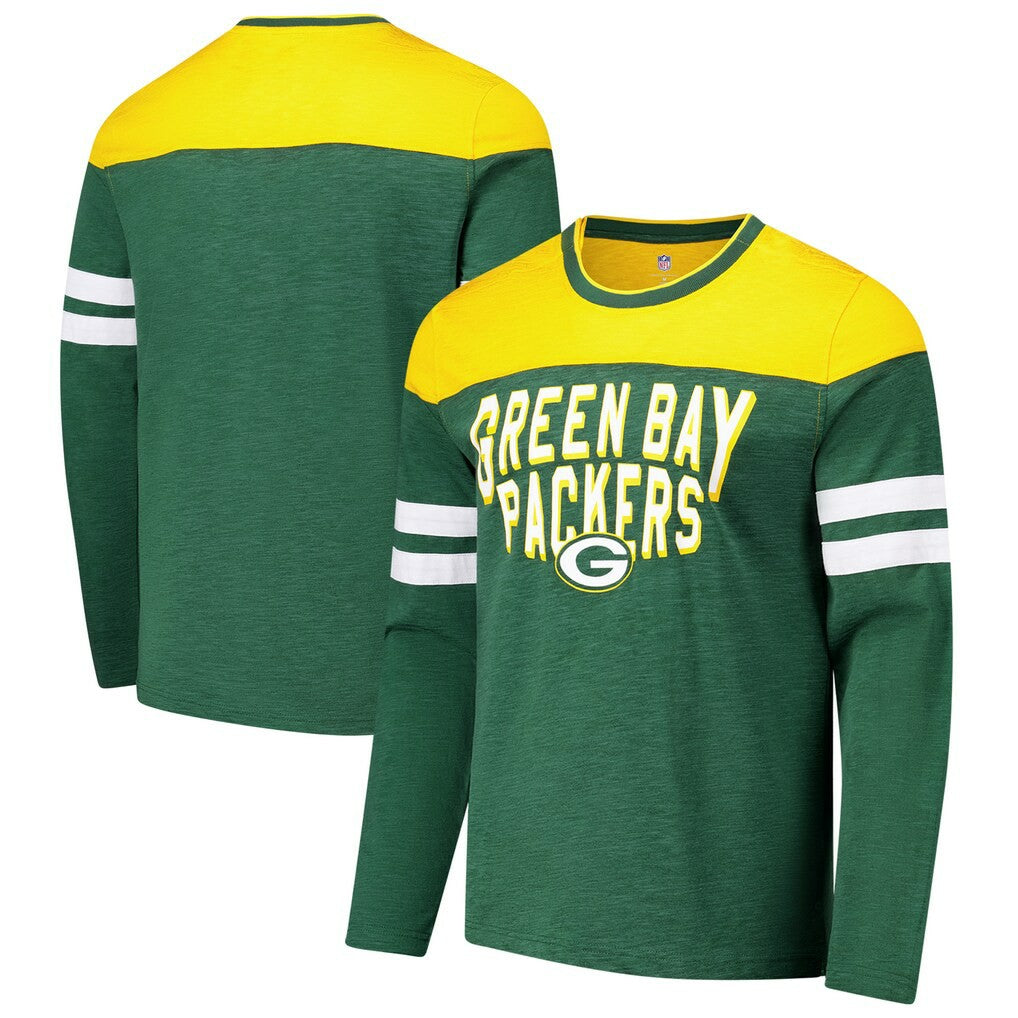 Green Bay Packers G-III Sports by Carl Banks Adaptive Hail Mary Long Sleeve T-Shirt Green/Gold | NFL
