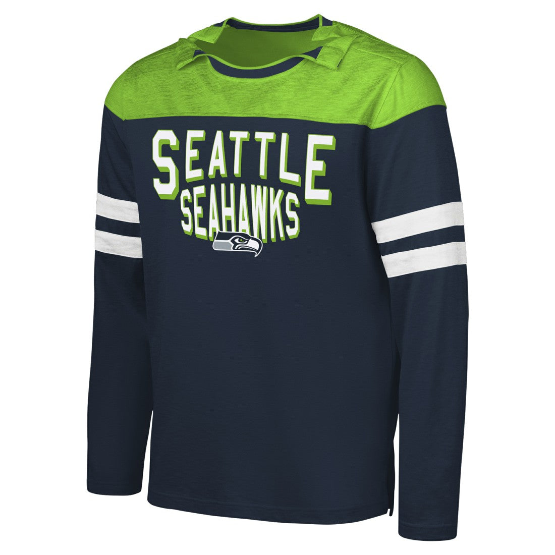 Seattle Seahawks G-III Sports by Carl Banks Adaptive Hail Mary Long Sleeve T-Shirt College Navy/Neon Green | NFL