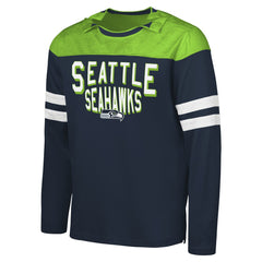Seattle Seahawks G-III Sports by Carl Banks Adaptive Hail Mary Long Sleeve T-Shirt College Navy/Neon Green | NFL