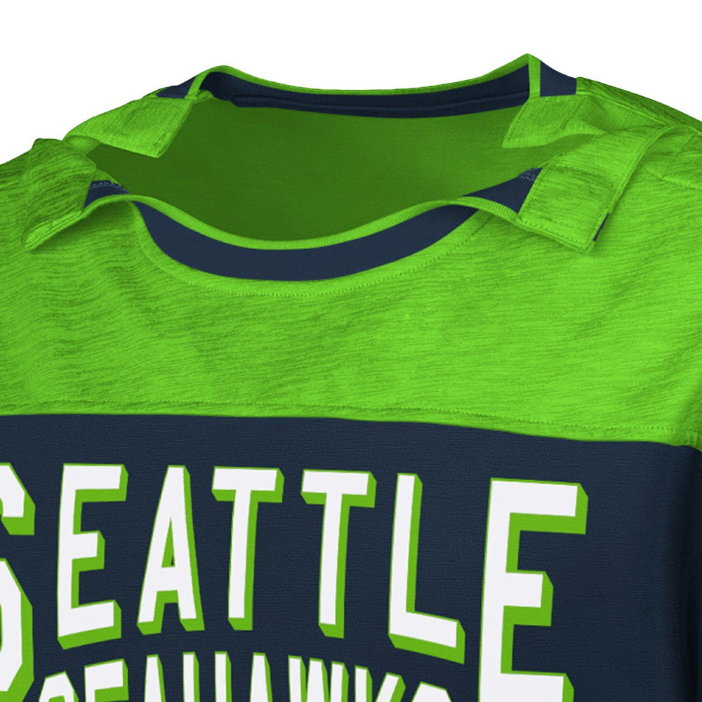 Seattle Seahawks G-III Sports by Carl Banks Adaptive Hail Mary Long Sleeve T-Shirt College Navy/Neon Green | NFL