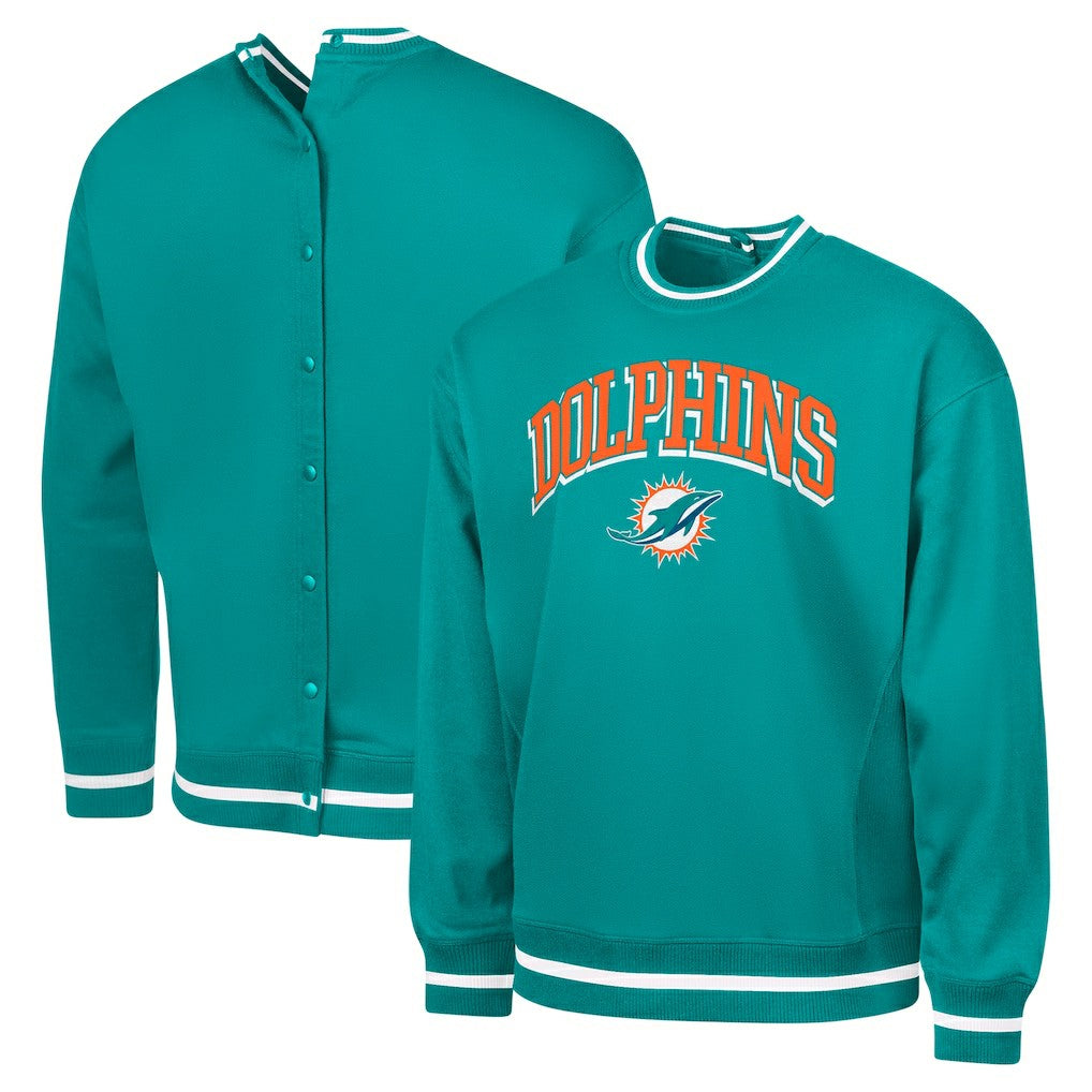 Miami Dolphins G-III Sports by Carl Banks Adaptive Blocker Fleece Pullover Sweatshirt Aqua | NFL