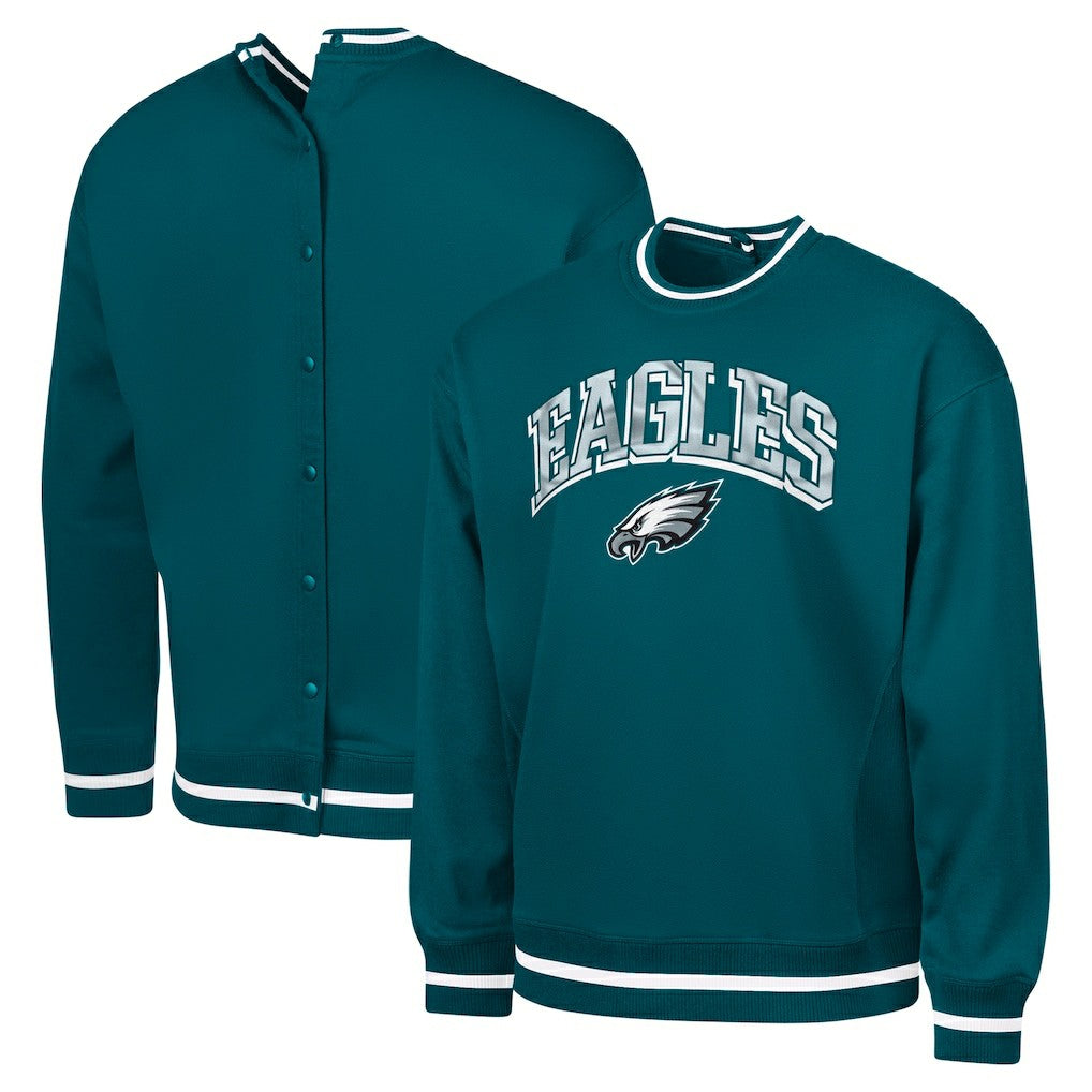 Philadelphia Eagles G-III Sports by Carl Banks Adaptive Blocker Fleece Pullover Sweatshirt Midnight Green | NFL