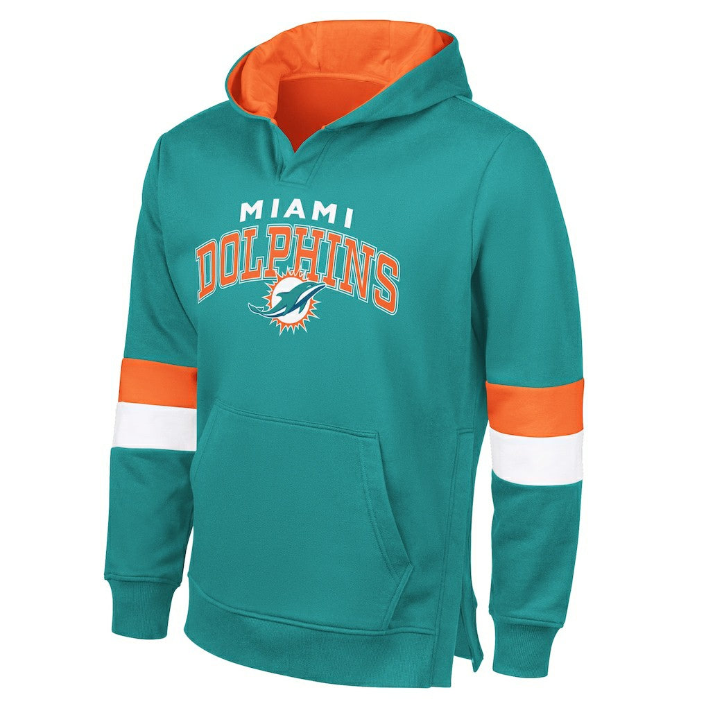 Miami Dolphins G-III Sports by Carl Banks Adaptive Faceoff Pullover Hoodie Aqua/Orange | NFL