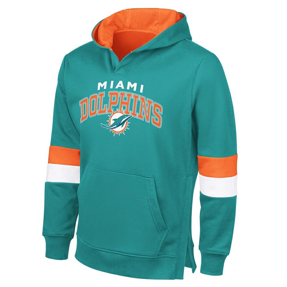 Miami Dolphins G-III Sports by Carl Banks Adaptive Faceoff Pullover Hoodie Aqua/Orange | NFL