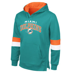 Miami Dolphins G-III Sports by Carl Banks Adaptive Faceoff Pullover Hoodie Aqua/Orange | NFL