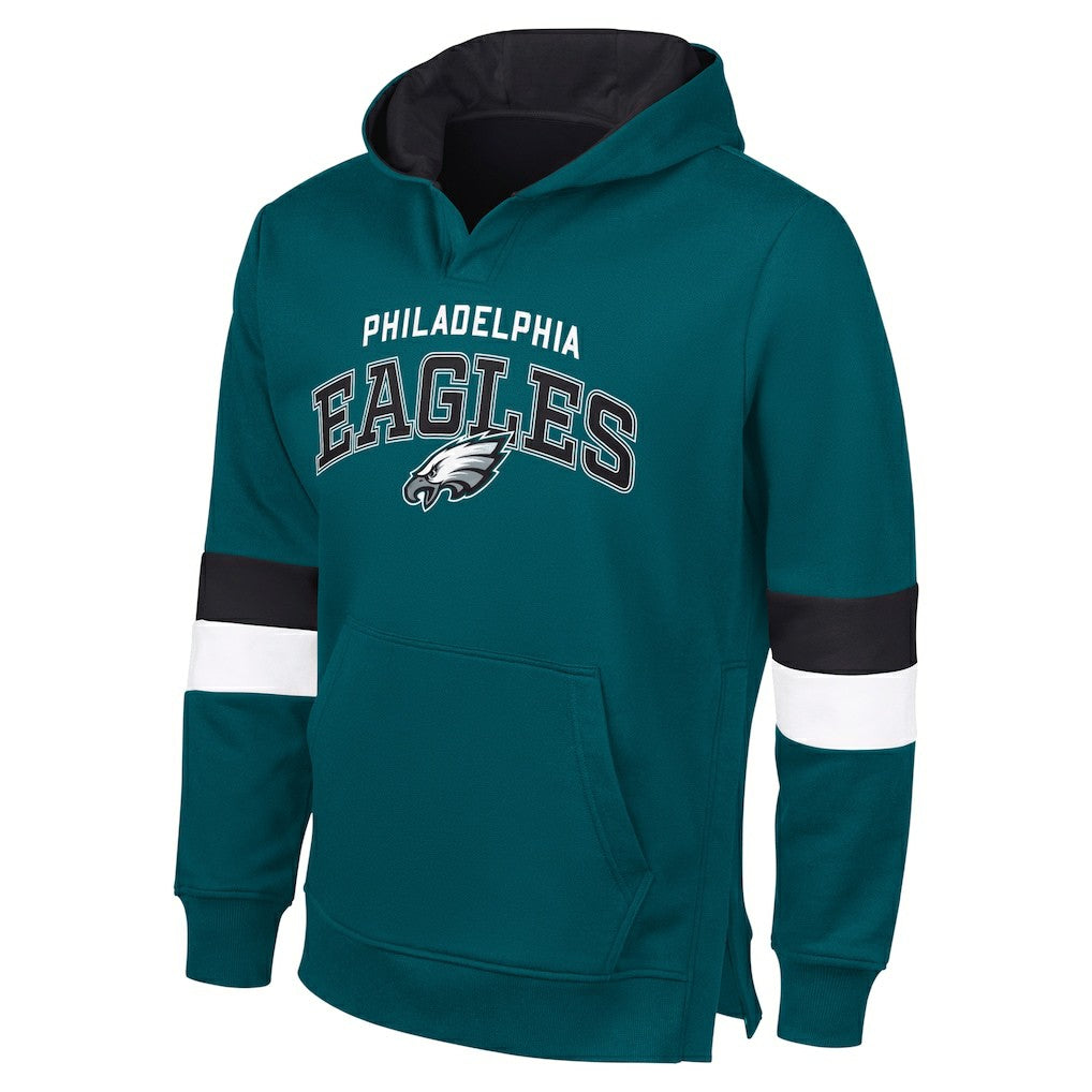 Philadelphia Eagles G-III Sports by Carl BanksMen's Adaptive Faceoff Pullover Hoodie Midnight Green/Black | NFL