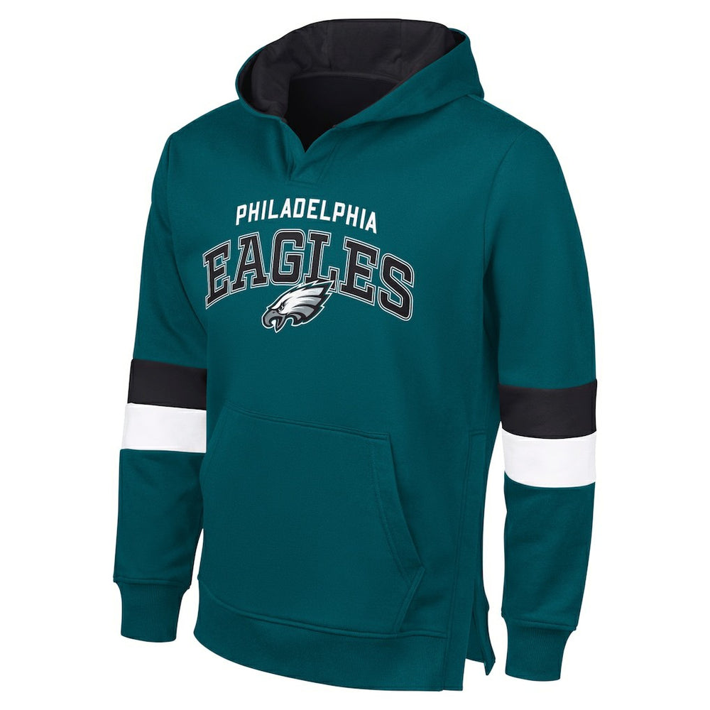 Philadelphia Eagles G-III Sports by Carl BanksMen's Adaptive Faceoff Pullover Hoodie Midnight Green/Black | NFL
