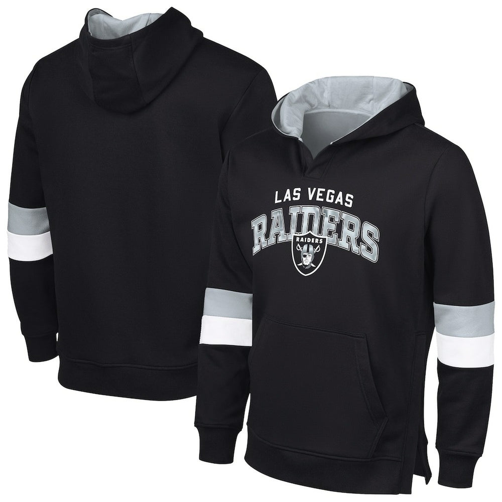 Las Vegas Raiders G-III Sports by Carl Banks Adaptive Faceoff Pullover Hoodie Black/Silver | NFL